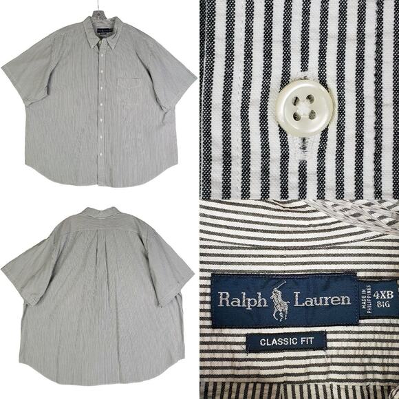 Ralph Lauren Other - Polo Ralph Lauren Shirt Mens Size 4XB Gray Striped Seersucker LS Button Down